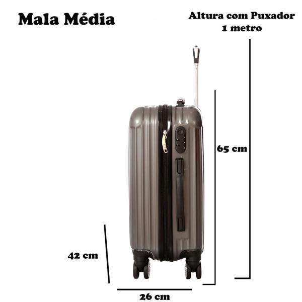 Imagem de Mala de Viagem Média 65x42x26 Em Abs C/ Rodinhas 360º