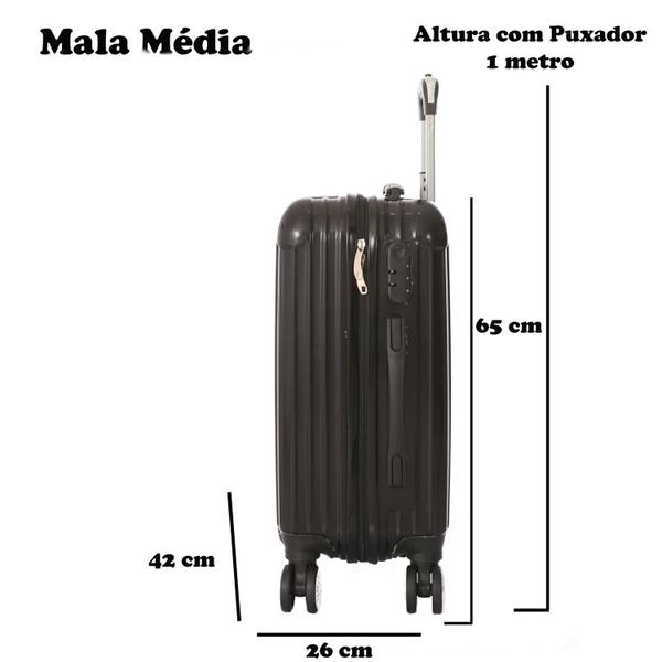 Imagem de Mala de Viagem Média 65x42x26 Em Abs C/ Rodinhas 360º 