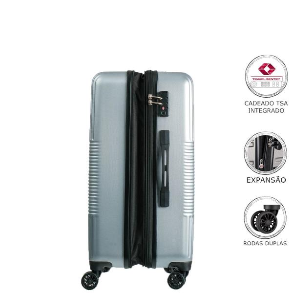 Imagem de Mala de Viagem Media Abs Expansível American Tourister By Samsonite Cuiabá Cadeado Tsa Prata