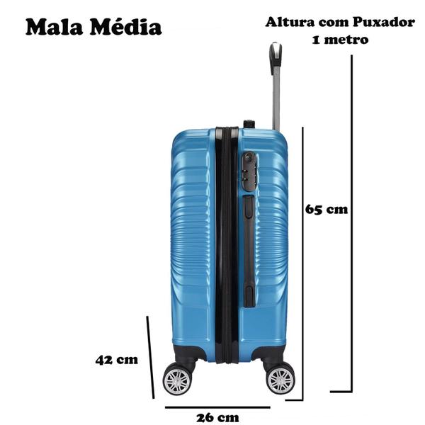 Imagem de Mala de Viagem Média Eagle 65x42x26 Em Abs C/ Rodinhas 360 AS65