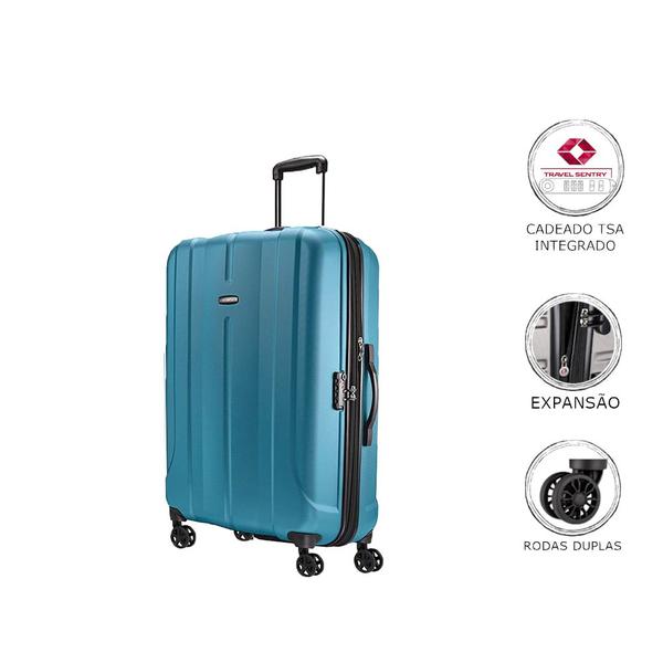 Imagem de Mala de Viagem Media Expansível em ABS Samsonite Fiero Cadeado Tsa e Rodas Duplas Azul