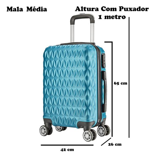 Imagem de Mala de Viagem Media M 65x42x26 em Material Abs Com Rodinhas 360º