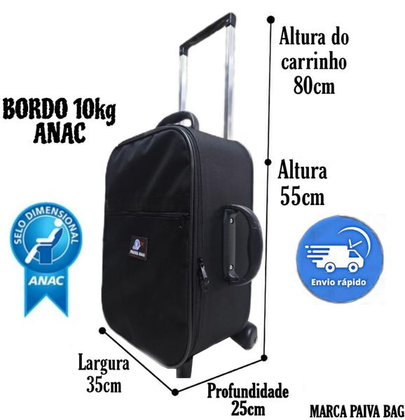 Imagem de MALA DE VIAGEM PEQUENA 10KG DE BORDO ANAC (1 Peça) PAIVA BAG, AZUL