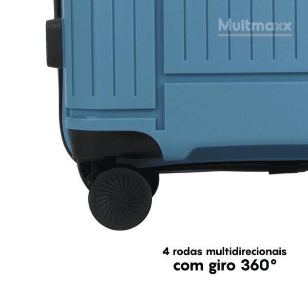 Imagem de Mala de Viagem Pequena Multmaxx Rodinhas 360º 10kg Cadeado e Senha Azul