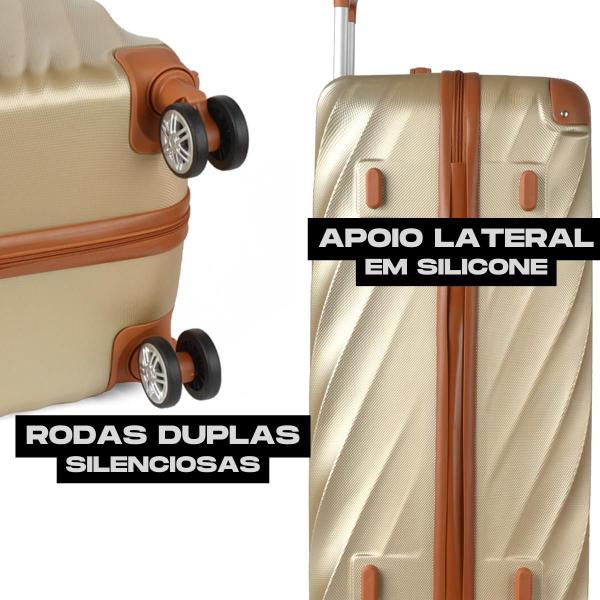 Imagem de Mala de Viagem Reforçada Luxo Grande / Expansiva Super Espaçosa, ABS Premium, Rodas Silenciosas e Cadeado Integrado / Garantia Vitalícia  Polo King