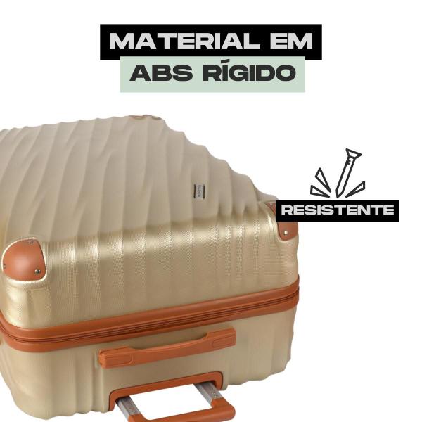 Imagem de Mala de Viagem Reforçada Luxo Grande / Expansiva Super Espaçosa, ABS Premium, Rodas Silenciosas e Cadeado Integrado / Garantia Vitalícia  Polo King