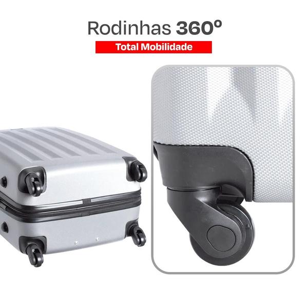 Imagem de Mala De Viagem Sestini 23kg em ABS Resistente, Expansiva, Rodas 360 e Cadeado / Kit Organizador De Malas / Garantia Vitalícia Sestini