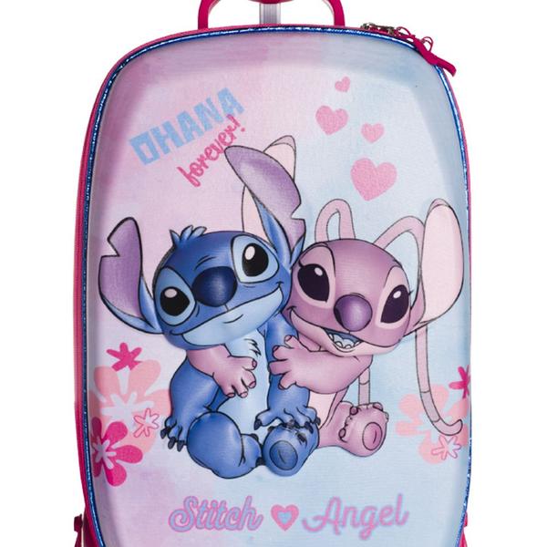 Imagem de Mala Escolar Rodinhas Stitch Infantil Moldura Interativa 3D