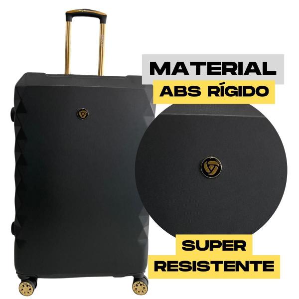 Imagem de Mala Grande 32Kg C/Rodas 360 Luxo Diamond Espaçosa Em Abs