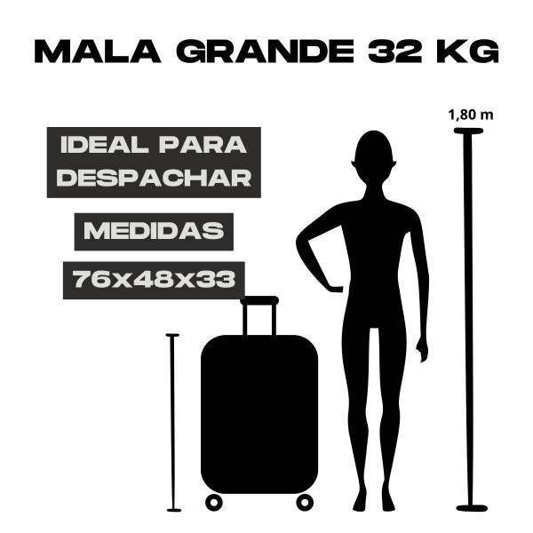 Imagem de Mala Grande 32Kg Espaçosa Material Premium Cadeado Tsa + Kit