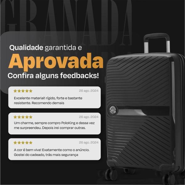 Mala Grande 32Kg Polipropileno Expansiva Rodas 360 Granada - Polo King Granada Imagem de Mala Grande 32Kg Polipropileno Expansiva Rodas 360 Granada
