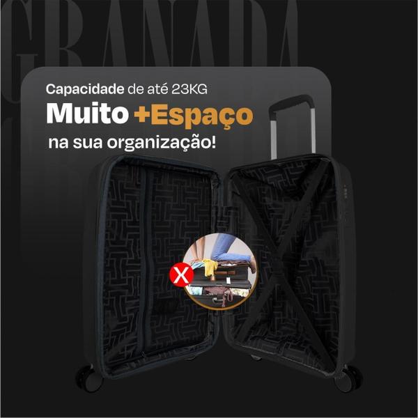 Mala Grande 32Kg Polipropileno Expansiva Rodas 360 Granada - Polo King Granada Imagem de Mala Grande 32Kg Polipropileno Expansiva Rodas 360 Granada