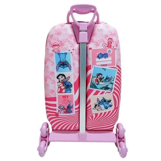 Imagem de Mala Infantil Stitch Rosa 3D - Roda Tripla