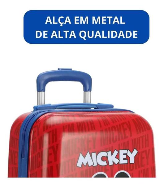 Imagem de Mala Malinha Infantil Mickey Mouse Escolar Bordo Abs Com Rodinha 360º Reforçada