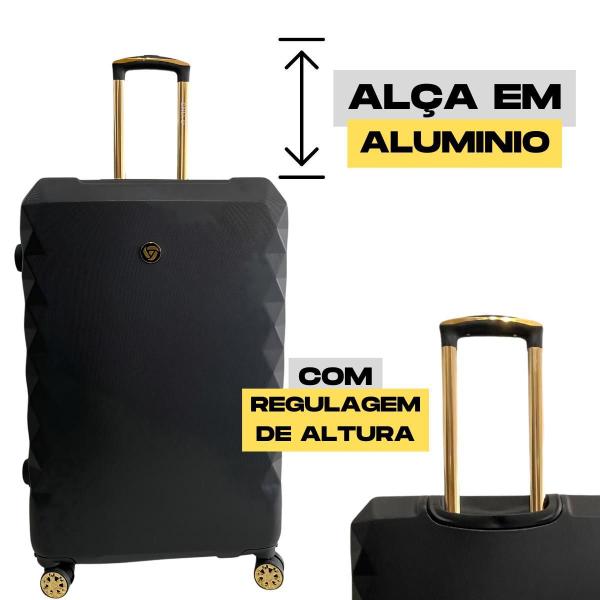 Imagem de Mala Media 23Kg C/Rodas 360 Luxo Diamond Em Abs Preto