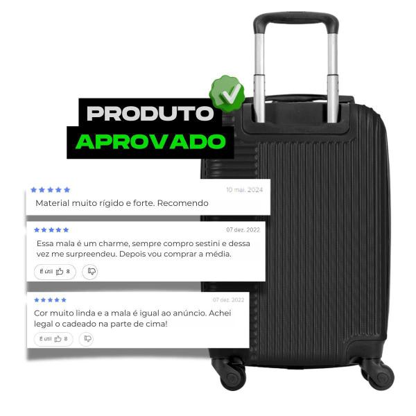 Imagem de Mala Media 23Kg Premium Cadeado E Rodas 360 Sestini - Preto