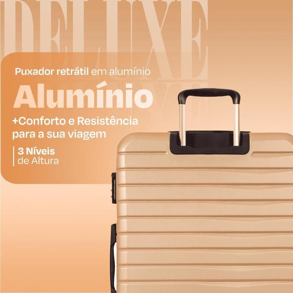 Imagem de Mala Para Viajar M 23Kg Premium Deluxe Abs Cadeado Rodas 360