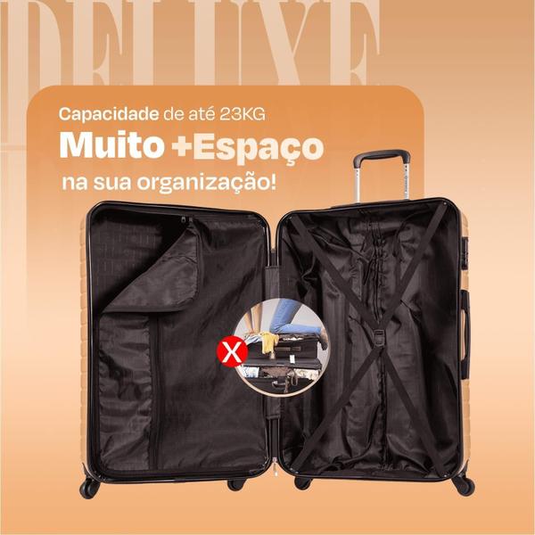 Imagem de Mala Para Viajar M 23Kg Premium Deluxe Abs Cadeado Rodas 360