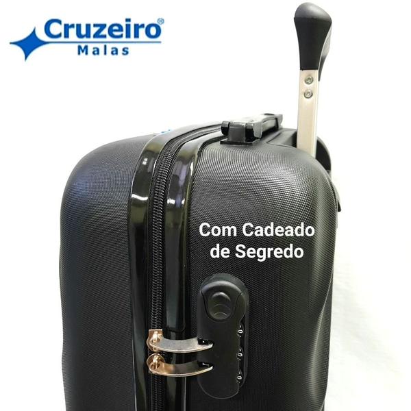 Imagem de Mala Pequena de Bordo CRUZEIRO 10kg  Giratória 360 Rodas Duplas Cadeado com Segredo Salto 132P