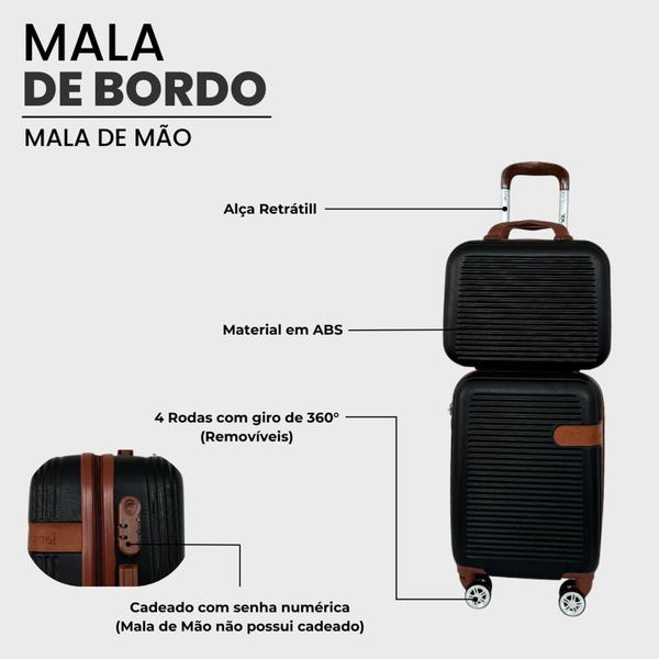 Imagem de Mala Premium Com Frasqueira 10kg Cores Viagem Rodas 360