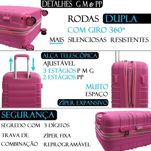 Imagem de Mala Viagem Bordo Expansiva Rigida Roda Dupla 360  Mao Aviao Cadeado Padrao Anac pequena 8kg Pink