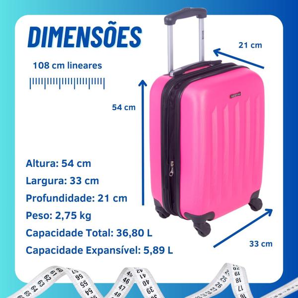 Imagem de Mala Viagem Bordo Rodinhas Giro 360 4 Joy 4 Sestini Abs Design Premium Rígida Com Cadeado