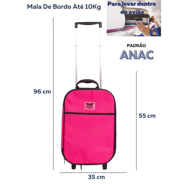 Imagem de Mala Viagem De Bordo Mão Pequena Medidas Anac 55X35X25 Bordô