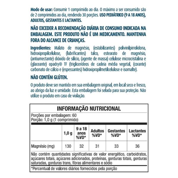 Imagem de Malato de Magnésio de 650mg com 60 Comprimidos-Equaliv