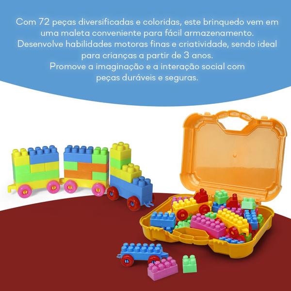 Imagem de Maleta Blocos Educativo Infantil 72 Peças Criar PakiPlast