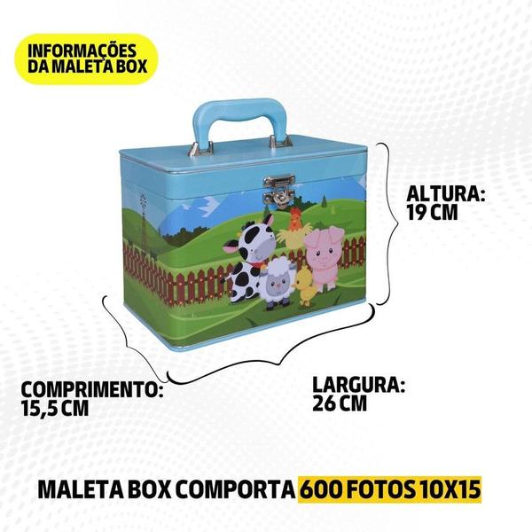 Imagem de Maleta Box 10x15 600 fotos 6 Álbuns Fotográficos FAZENDINHA Bebê Infantil Roça Fazenda