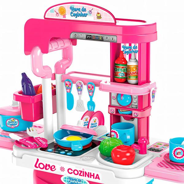 Imagem de Maleta Cozinha Infantil Hora De Cozinhar Com Acessórios Meninas Rosa Dm Toys