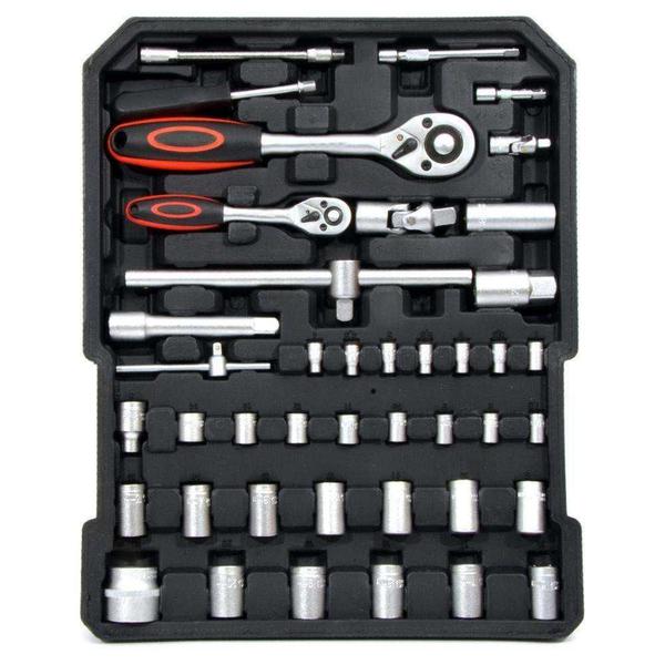 Maleta de ferramentas 399 peças com rodinhas com alicates bits chaves faca - Tempo Real Imagem de Maleta de ferramentas 399 peças com rodinhas com alicates bits chaves faca