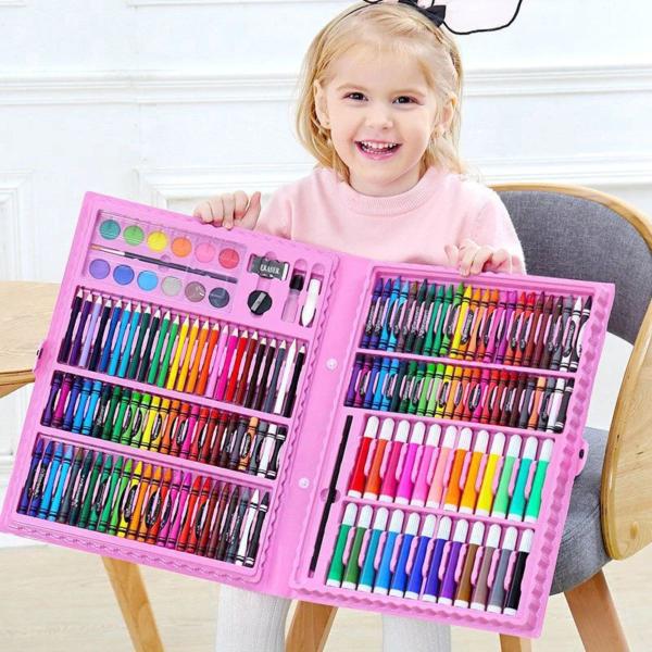 Maleta de Pintura completa 150 Peças Material Escolar Kit Completo - Fun Game Imagem de Maleta de Pintura completa 150 Peças Material Escolar Kit Completo
