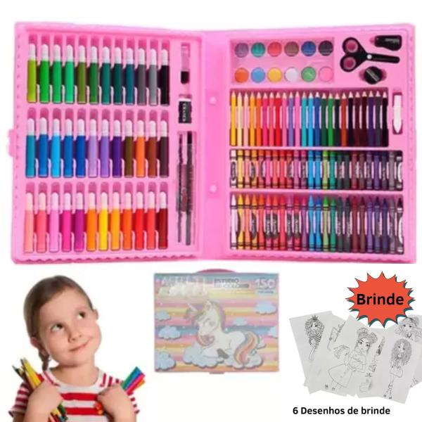 Maleta de Pintura completa 150 Peças Material Escolar Kit Completo - Fun Game Imagem de Maleta de Pintura completa 150 Peças Material Escolar Kit Completo