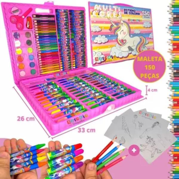 Maleta de Pintura completa 150 Peças Material Escolar Kit Completo - Fun Game Imagem de Maleta de Pintura completa 150 Peças Material Escolar Kit Completo
