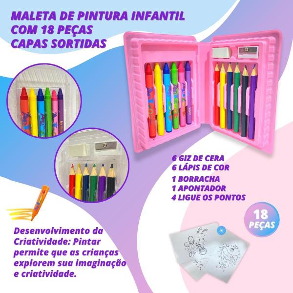 Imagem de Maleta De Pintura Infantil Estojo 18 Peças Kit 10 Unidades
