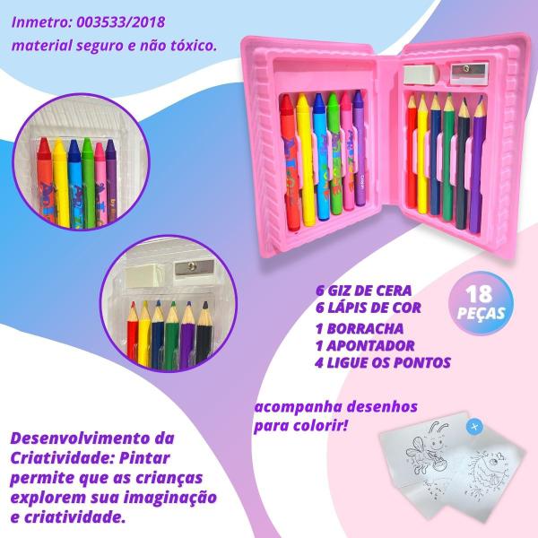 Imagem de Maleta De Pintura Infantil Estojo 18 Peças Kit 6 Unidades