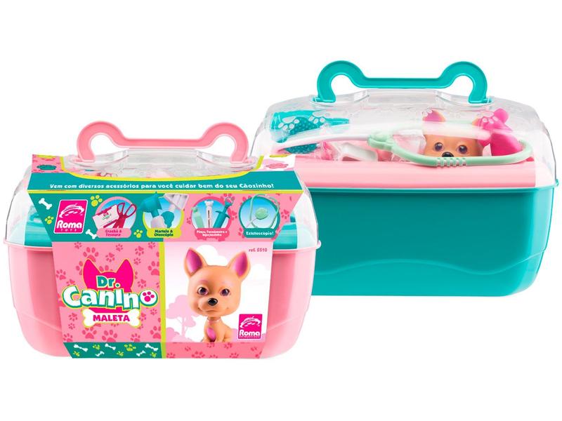 Maleta Dr. Canino Rosa E Verde 5510 - Roma - Kit Médico Infantil
