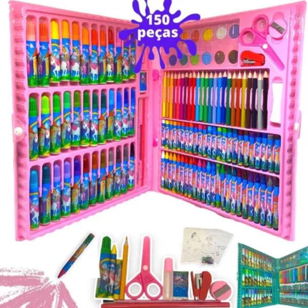 Imagem de Maleta Estojo De Pintura Infantil Colorir Desenhos 150 Peças