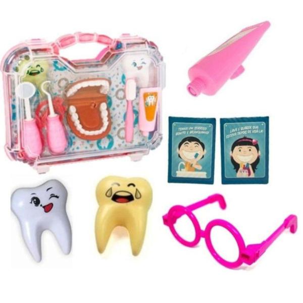 Maleta Infantil Educativa Dentista Grande Dentinho Acessório ROSA - PAKIPLAST Imagem de Maleta Infantil Educativa Dentista Grande Dentinho Acessório ROSA - PAKIPLAST