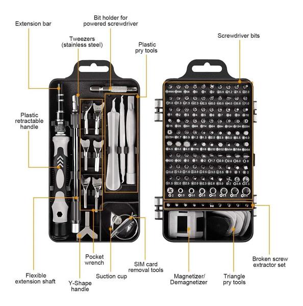 Imagem de Maleta Kit de Ferramentas com 115 Peças Jogo de Soquetes Imã Precisão Fenda Torx Philips Hexagonal