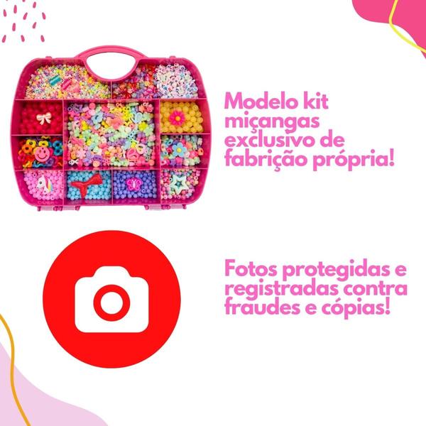 Imagem de Maleta Kit Infantil Miçangas Para Pulseira 3200 Peças + Silicone G1