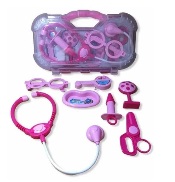 Imagem de Maleta Kit Medico rosa e kit dentista rosa Brinquedo Doutora Medicina