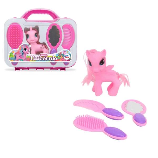 Imagem de Maleta Kit Penteado Unicórnio Infantil Didático Brinquedo