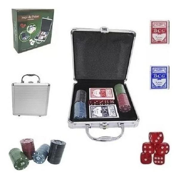 Imagem de Maleta Kit Poker Completo 100 Fichas Numeradas Profissional