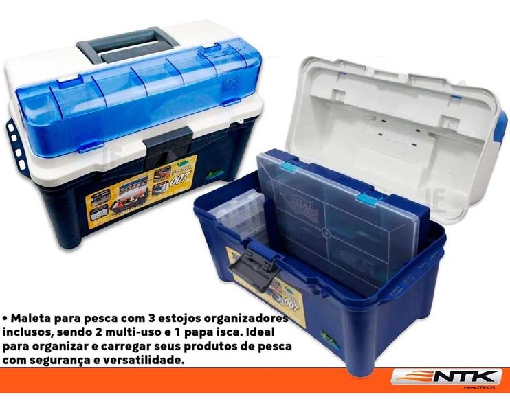 Imagem de Maleta Para Pescar com 3 Estojos Capacidade 140kg Com Travas Pode Ser Utilizada Como Banco Material Plástico Resistente