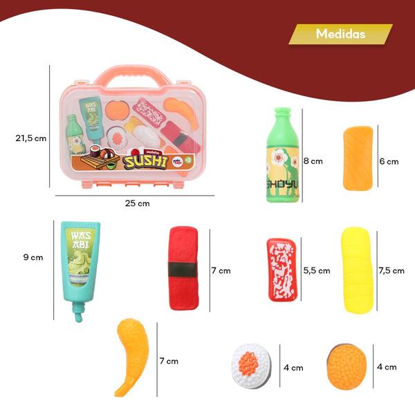 Maleta Sushi Comida Japonesa Plástico Kit Cozinha Infantil - Paki Toys Imagem de Maleta Sushi Comida Japonesa Plástico Kit Cozinha Infantil