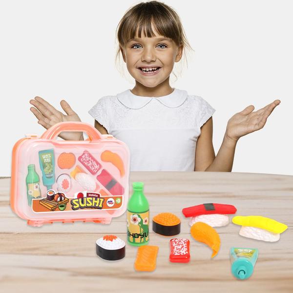 Maleta Sushi Comida Japonesa Plástico Kit Cozinha Infantil - Paki Toys Imagem de Maleta Sushi Comida Japonesa Plástico Kit Cozinha Infantil