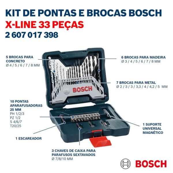 Imagem de Maleta X-line Com 33 Peças  Kit de pontas e brocas Bosch 