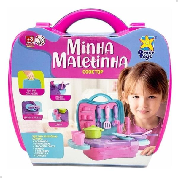 Imagem de Maletinha Infantil Cozinha Cooktop Completa com Fogão Acessórios